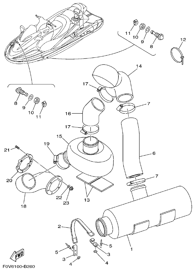Yamaha A1 EXHAUST 3 parts diagram